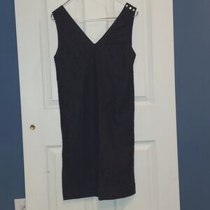 STEVEN ALAN Black V-Neck Dress Sleeveless Shift Dress Size 0 Lace Overlay